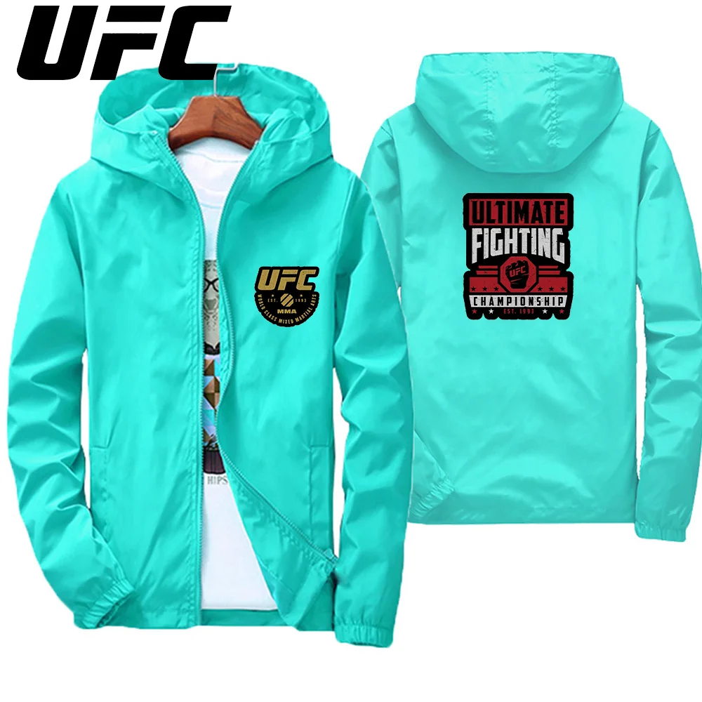 UFC سترة رجال الإطفاء غير الرسمية الجديدة للرجال، ملابس رياضية خارجية رفيعة للغاية وسحاب واقية من الشمس، صيف، نمط رياضي 2025