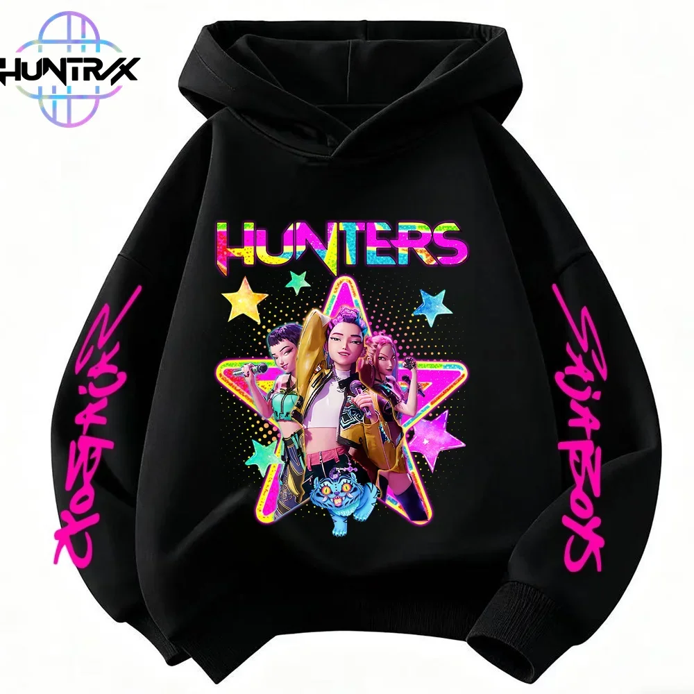 

Детская толстовка KPop Demon Hunters Huntrix, весенне-осенняя одежда для мальчиков, уличная модная одежда для девочек