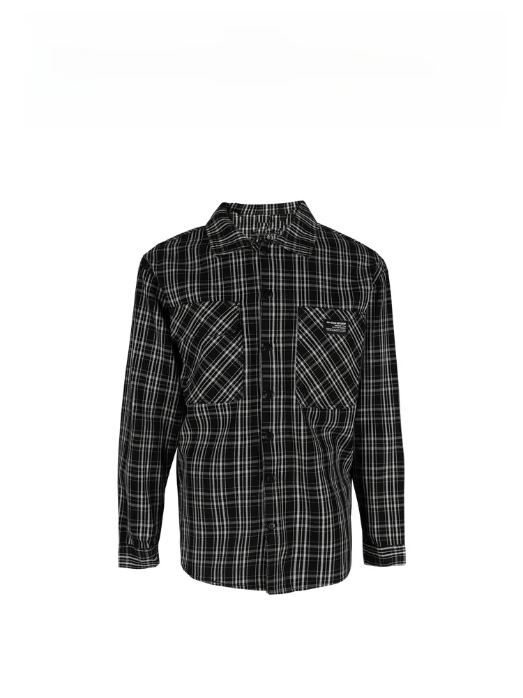 

Рубашка-куртка BAIRBAOLIY в стиле ретро, мужская, в клетку, черно-серая, модная, высококачественная, весенняя новинка, стандартный крой, смесовая ткань из хлопка