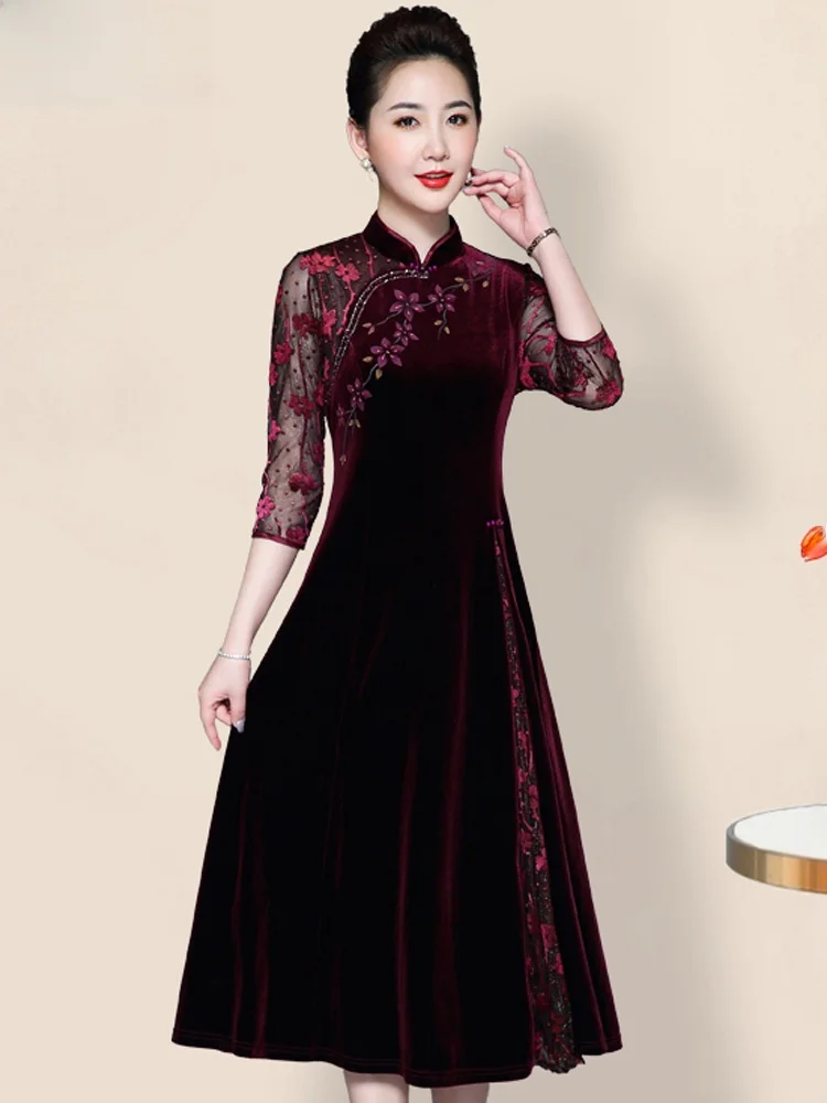 

Spring Autumn New Sle National Faion Dr Retro Women's Mom Clothes Dr Wedding Celebration Ceremony Dr T...