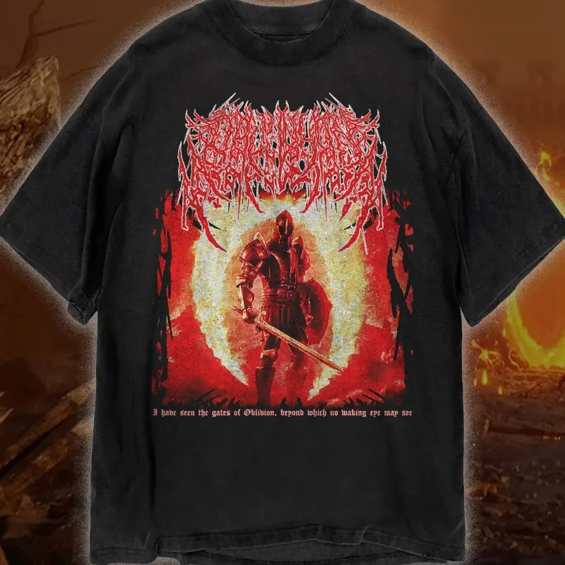 Camiseta The Elder Scrolls 4: Oblivion "Death Metal, Camiseta de Juego para Hombre, Nueva Camiseta Retro Casual de Verano, Apta para Hombres y Mujeres