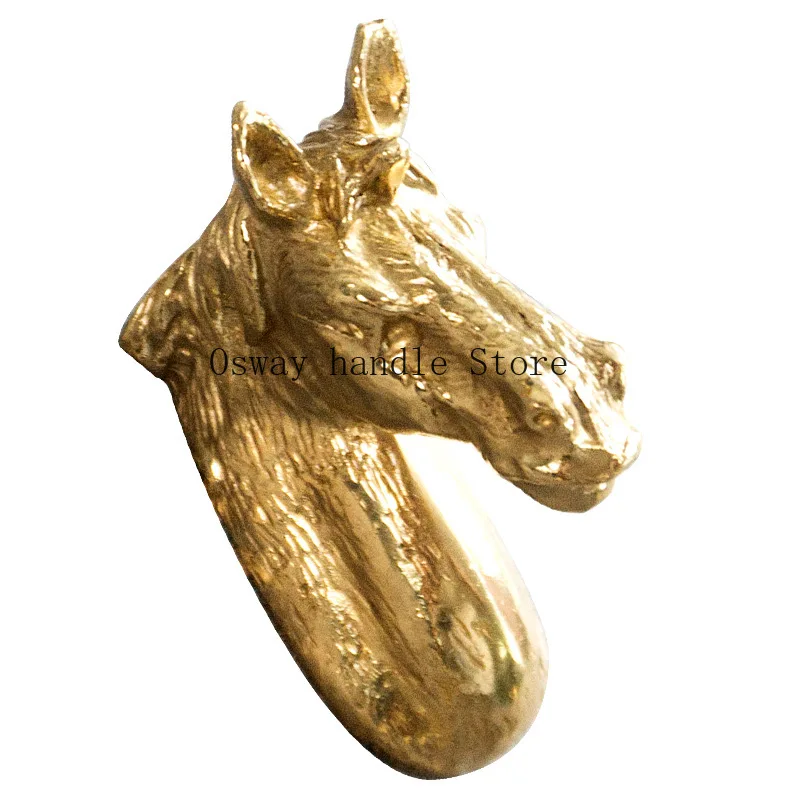 Light Luxury Brass Animals Head Shaped Handles and Knobs Wall Hook Cabinet Handle Drawer Pulls Decor Furniture Hardware