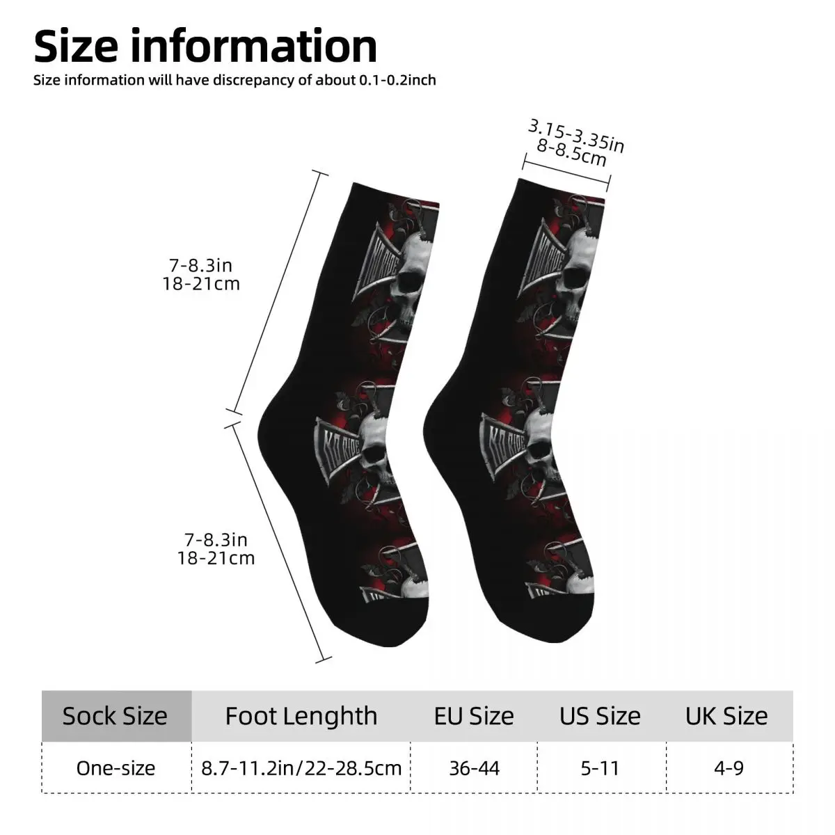 Funny Crazy No Ride No Life Sock para homens, Hip Hop, Harajuku, West Coast Choppers, Quality Pattern Crew, Novidade Gift Tops