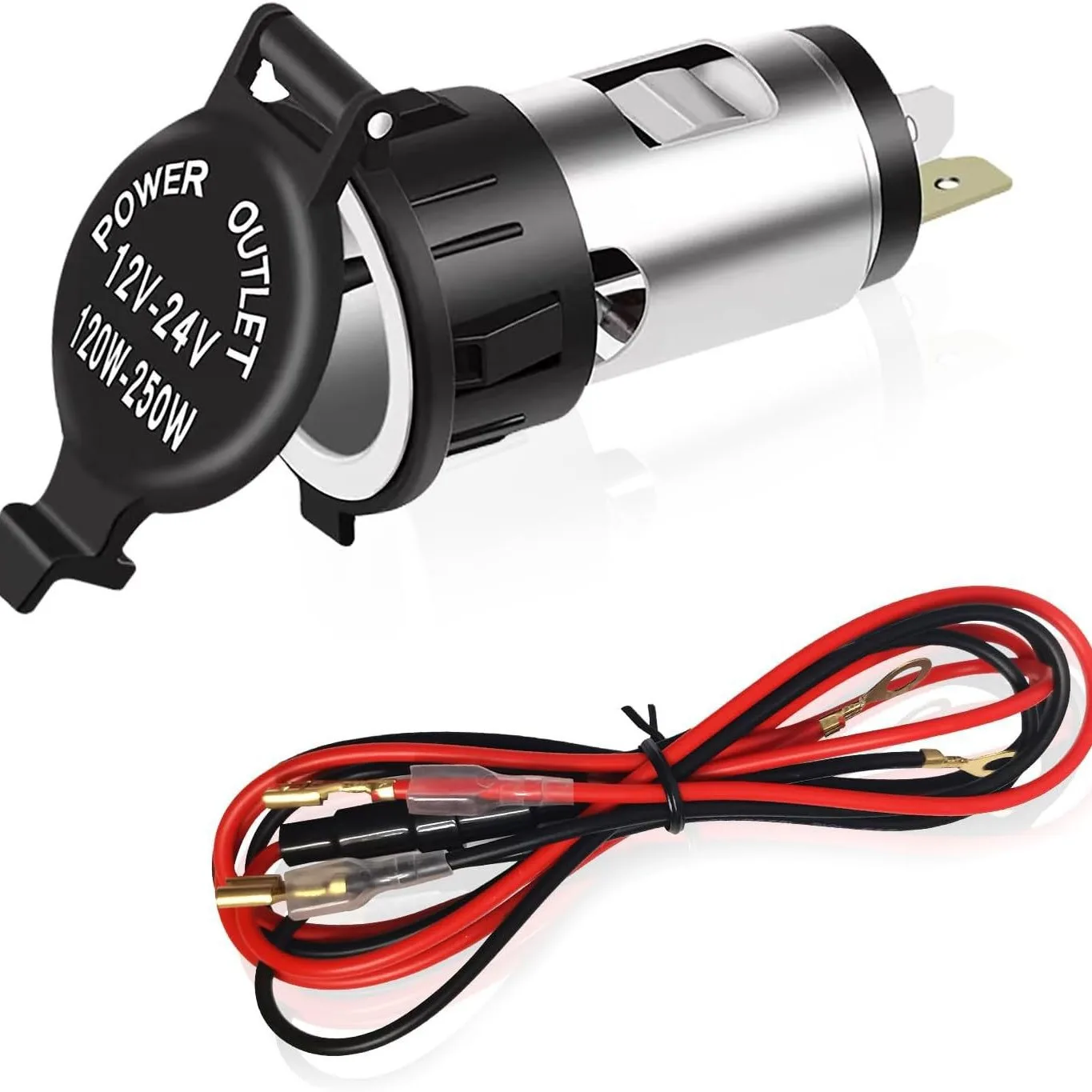 

Универсальная водонепроницаемая розетка прикуривателя 12 В-24 В — розетка с прямым проводом и жгутом быстрого подключения для автомобиля/грузовика/автобуса