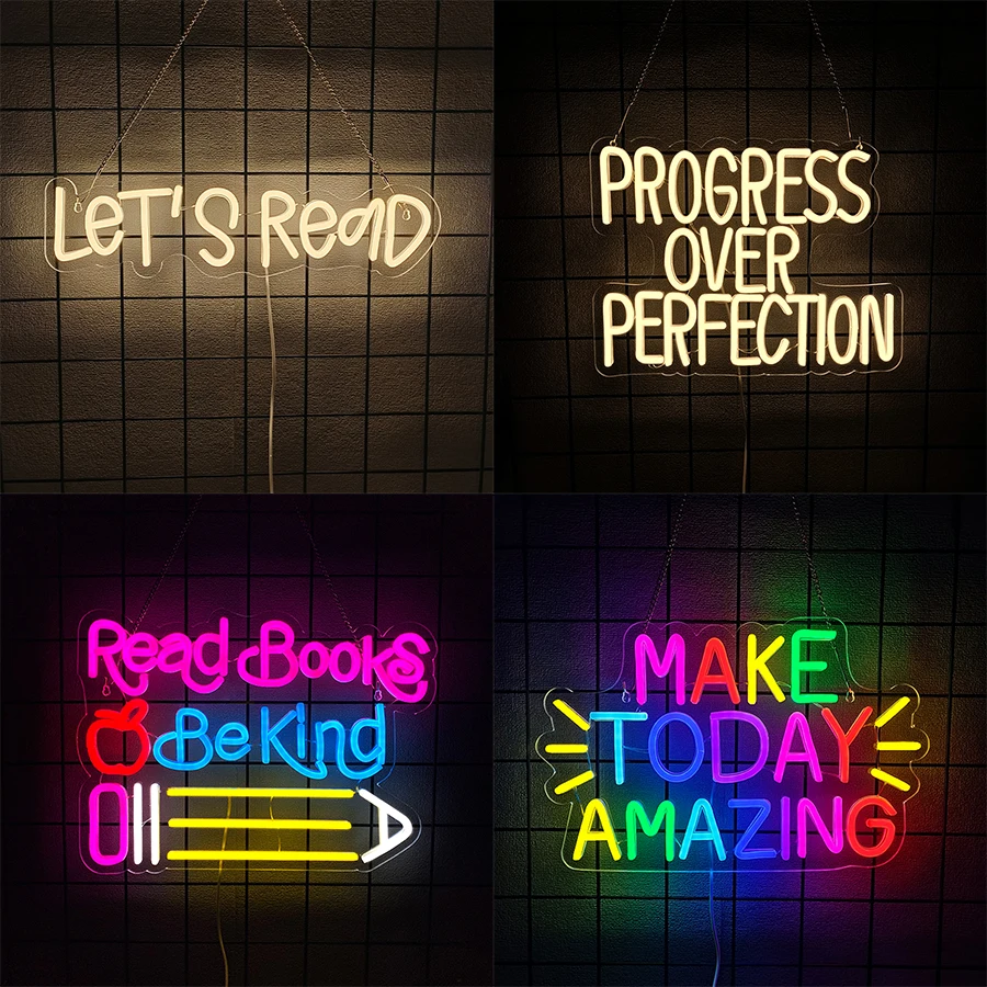 

Learning Quotations Neon Signs, Colorful Led Letter Icons, Used For Study, Library, Classroom And Office Decor, Usb Powered.