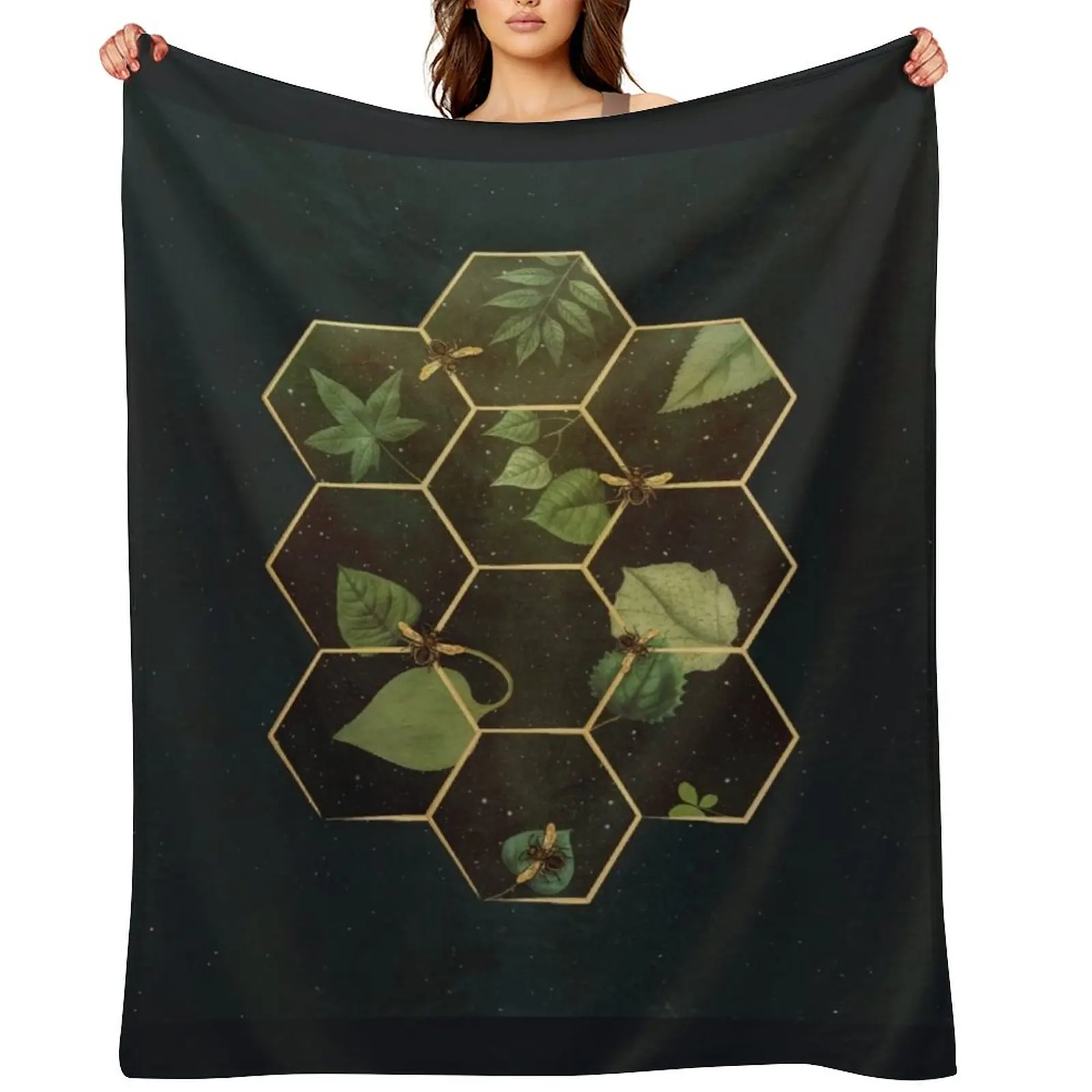 

Bees in Space Throw Blanket warm winter Travel Bed Fashionable Bed Blankets