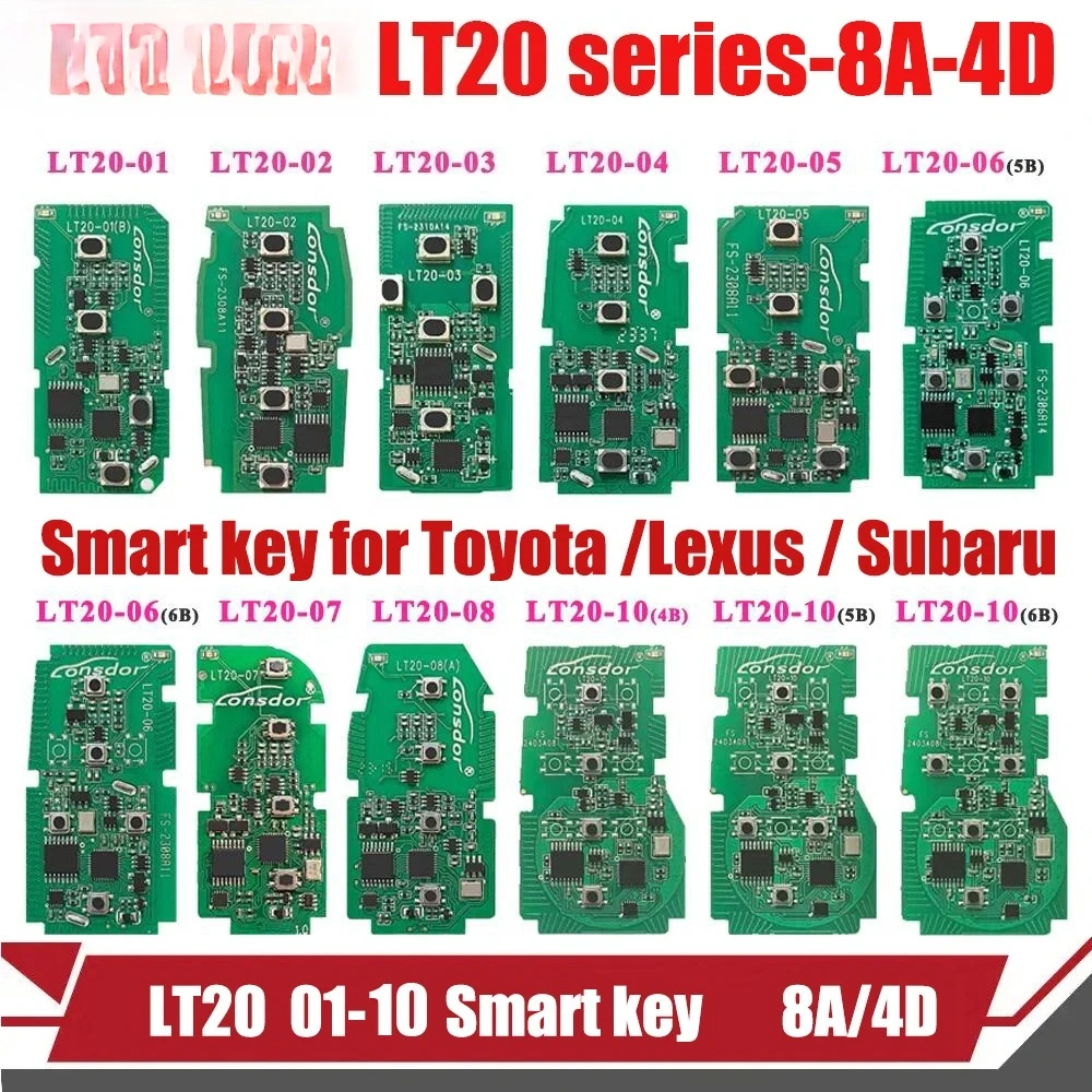 Lonsdor LT20 Smart Key LT20-01 LT20-03 LT20-02 LT20-03 LT20-04 LT20-10 8A+4D For Toyota & Lexus Support K518 K518ISE KH100+