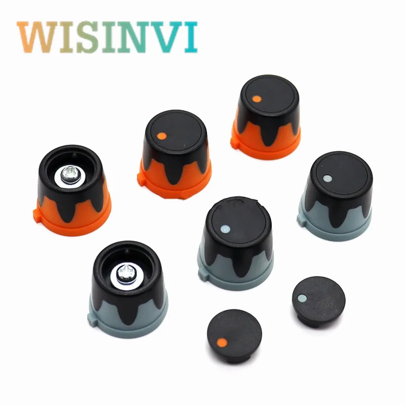 5pcs rubber Knob frequency converter potentiometer Knob cap Screw Machinery knob cap Diameter 24mm Height 19mm Round hole 6MM
