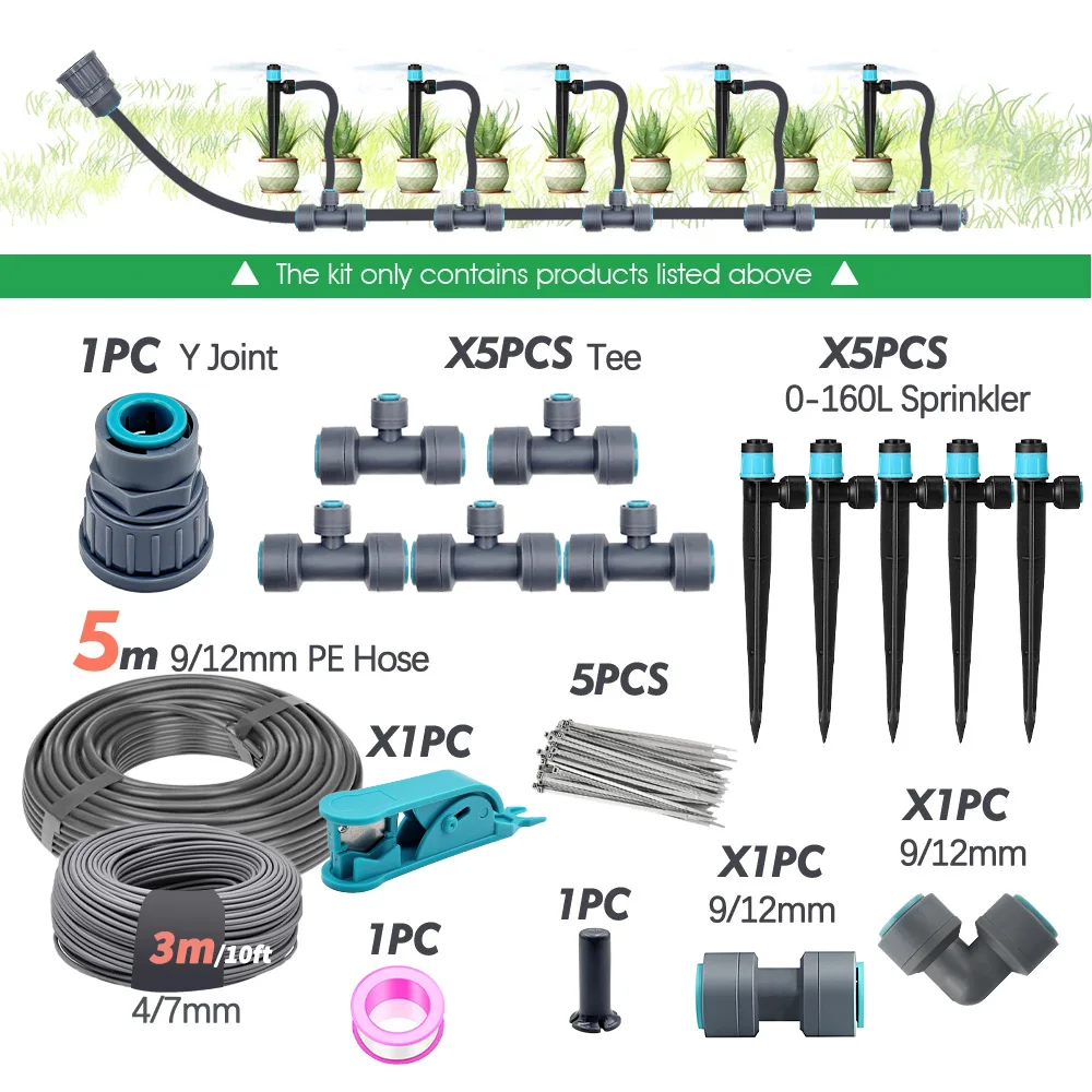 3/8" Bubbler Tuinirrigatiebesproeiingssysteem 9/12 mm PE-slang 360 °   Verstelbare sprinkler Tee Quick Connect druppelbewateringssproeiers