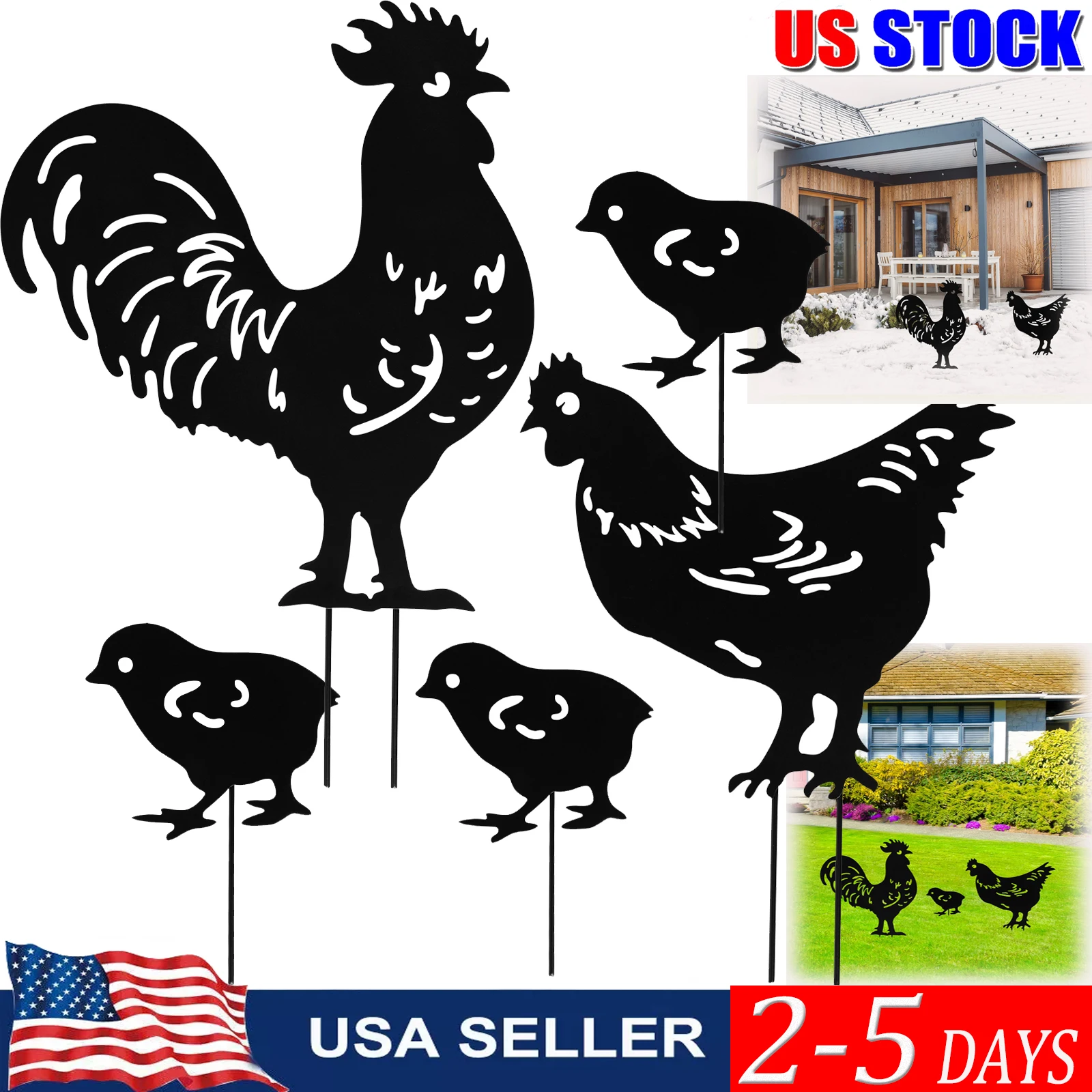 

Metal Chicken Garden Decoration Garden Stakes For Yard Art Chicken Silhouette Statues Patio/Lawn Outdoor Chicken Decor Garden Ar