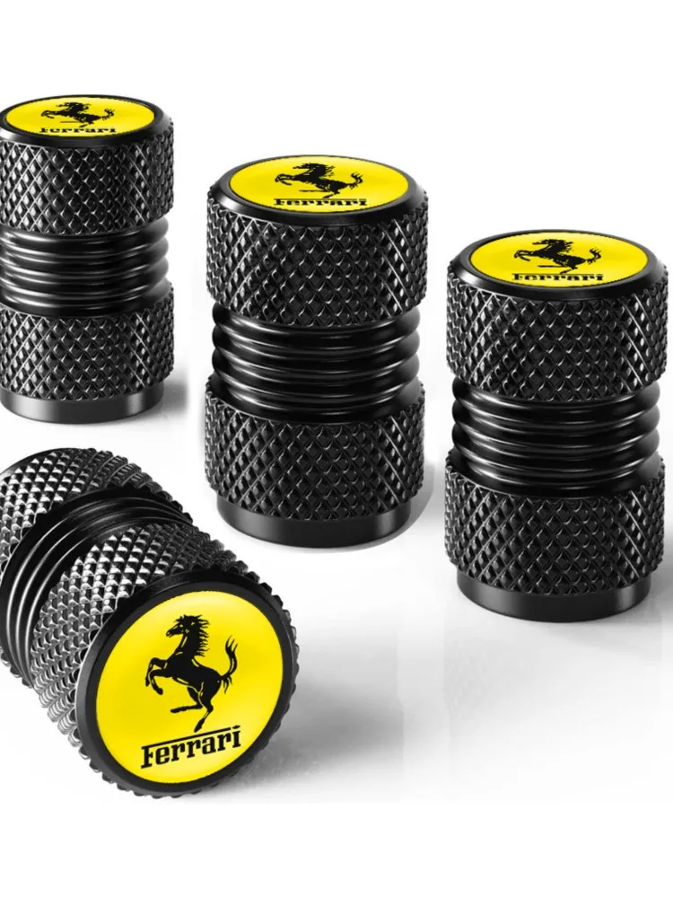Couvercle de Valve de pneu de voiture en métal, 4 pièces, tige de roue, anti-poussière, capuchon d'air pour Ferrari Roma Spider SF90 Superfast Competizione LaFerrari