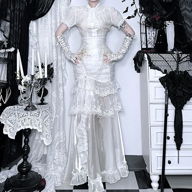 

K Готический комплект для невесты на Хэллоуин, сексуальная длинная юбка для девочек, винтажная длинная юбка irt Svel, полиэфирная ткань ort Sve, женская irt