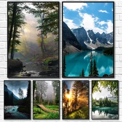 1PC dark green forest fog mountain scenery nature Poster Sticky Wall Art Printing Waterproof Home Living Bed Room Bar Decor