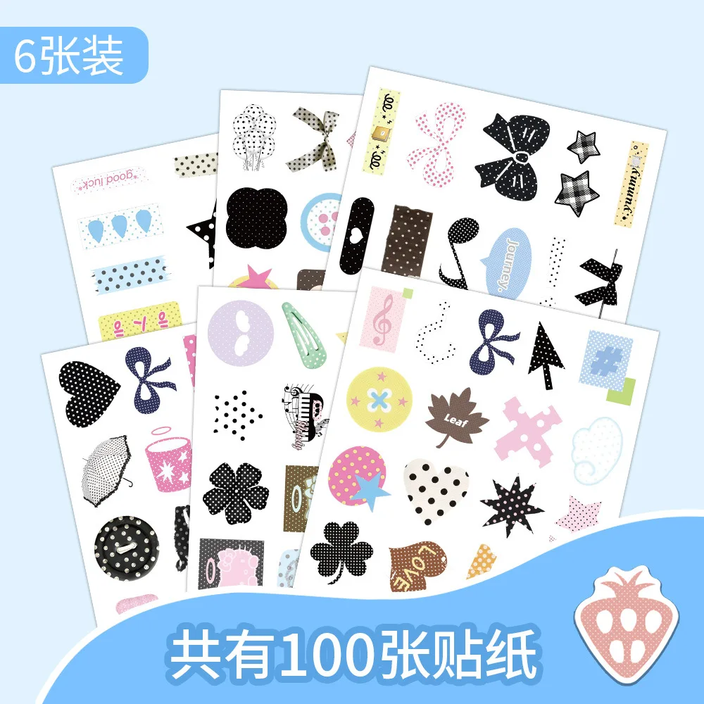 100 Stück Polka-Dot-Material Cartoon-Aufkleber DIY Skateboard Laptop Gitarre Telefon Auto Siegel-Etikett Dekoration – Detail 5