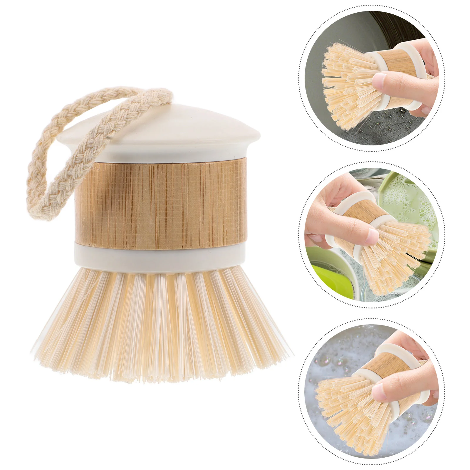 

Bamboo Dishwashing Brush Sink Household Deep Fryer Cleaning Crevice Cleaner Palm Pot and Pan Scrub Bathroom