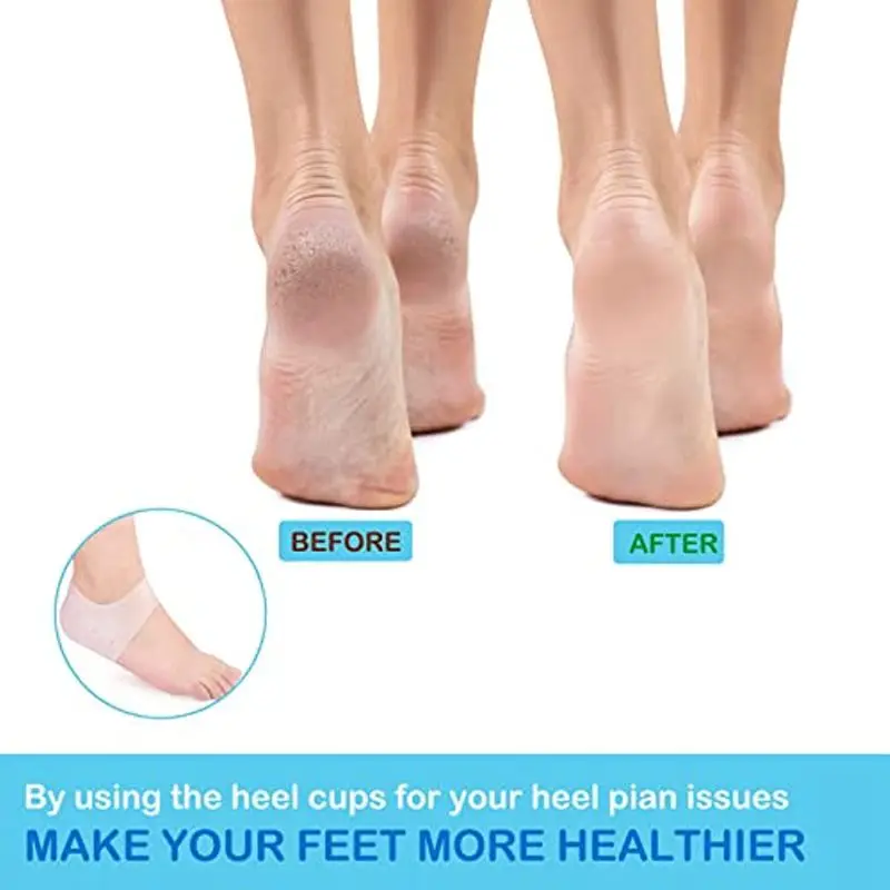 Protezione del tallone Cura del piede Solette Gel Coppe del tallone in silicone Speroni Fascite plantare screpolate Cuscinetti per tallone in gel Calzini per la cura dei piedi