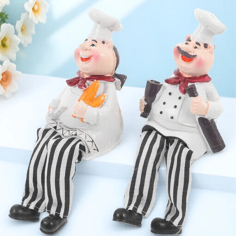 

Resin Chef Decor Set 2pcs Cartoon Chef Mini Statue for Desk Kitchen Shelf Practical Resin Craft Ornament Unique Gift