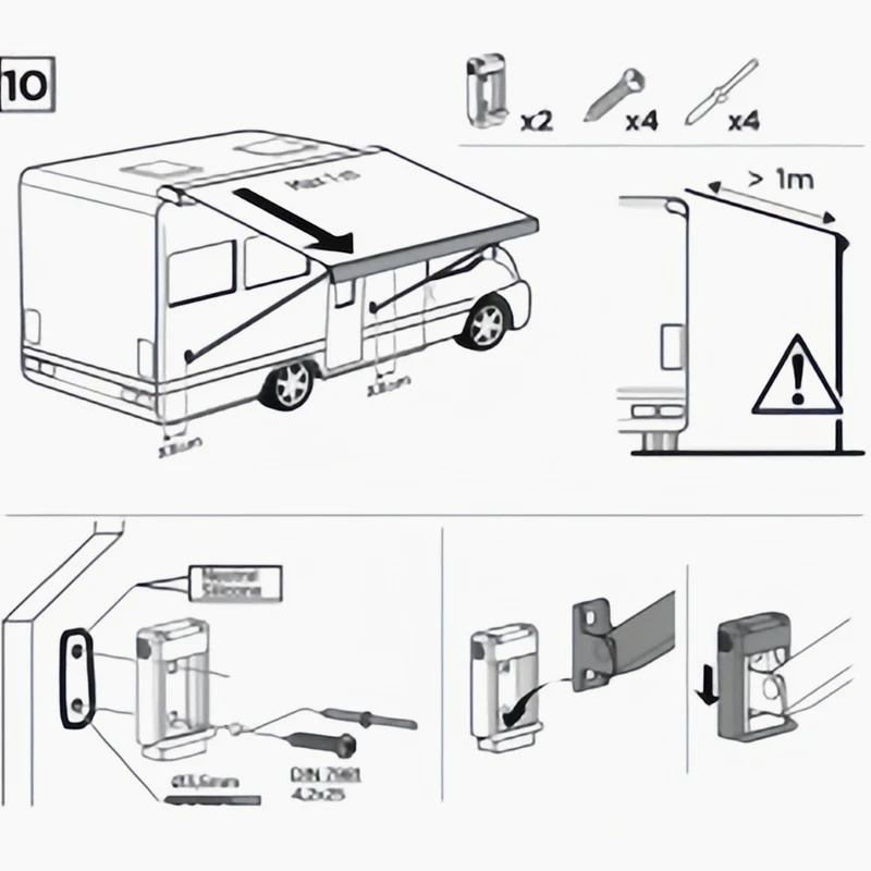 For Thule Omnistor Awning Wall Bracket Fit Upright Legs Retractable Awnings RV Campervan Caravan Awning Mounting Accessory