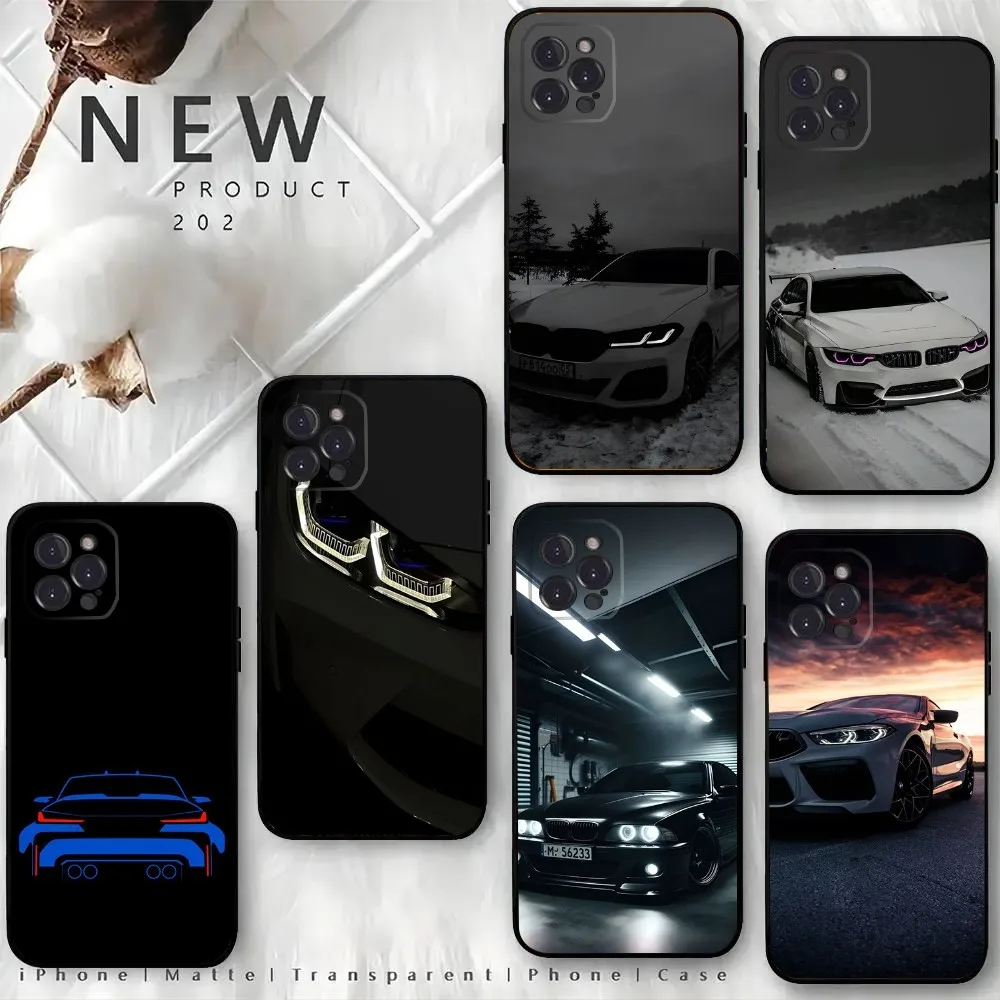 Blue Red Car For B-BMWs-S Phone Case For iPhone15,14,13,12 Mini 11 Pro XR,X,XS,MAX 6S,7,8 Plus Silicone Cover Soft Black