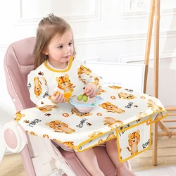 Weaning Bib Attaches & Fully Cover to Baby Highchair Long Sleeves Bib  Waterproof Comfortable Machine Washable for BLW