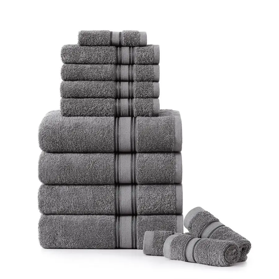 

Towel and Washcloths Set of 12 100 Cotton, Zero Twist, 4 Large Bath Towel, 4 Hand Towels amp 4 Wash Cloths, Quick Dry amp LongLa
