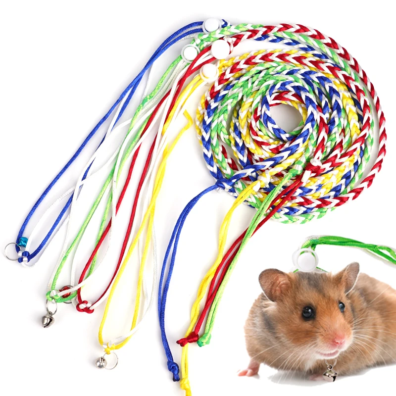 1.4m 2.0m Adjustable Pet Hamster Leash Harness Rope Gerbil Cotton Rope Harness Lead Collar for Rat Mouse Hamster Pet Cage Leash