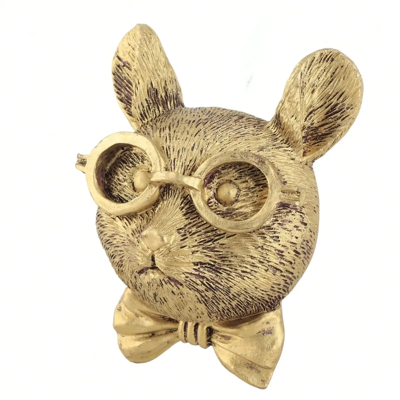 Настенная подвеска с головой животного из бронзовой смолы - водонепроницаемая и солнцезащитная скульптура для домашнего декора