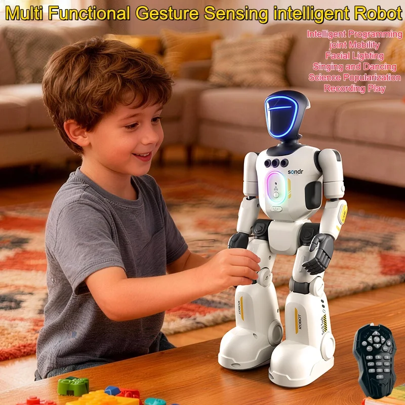 Smart Dancing RC Robot Toy 2.4G Joint Mobility Breathing Light Recording Function RC Robot Intelligent Robot for Gifts Toys
