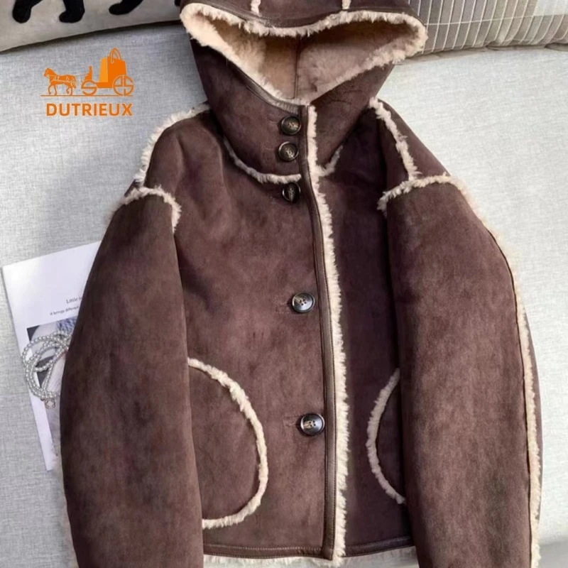 2025 New Winter Women's Double-faced Suede Wool Fur Coat, 100% Real Wool, Fashion Travel Office Warm Women's Real Wool Fur Coat