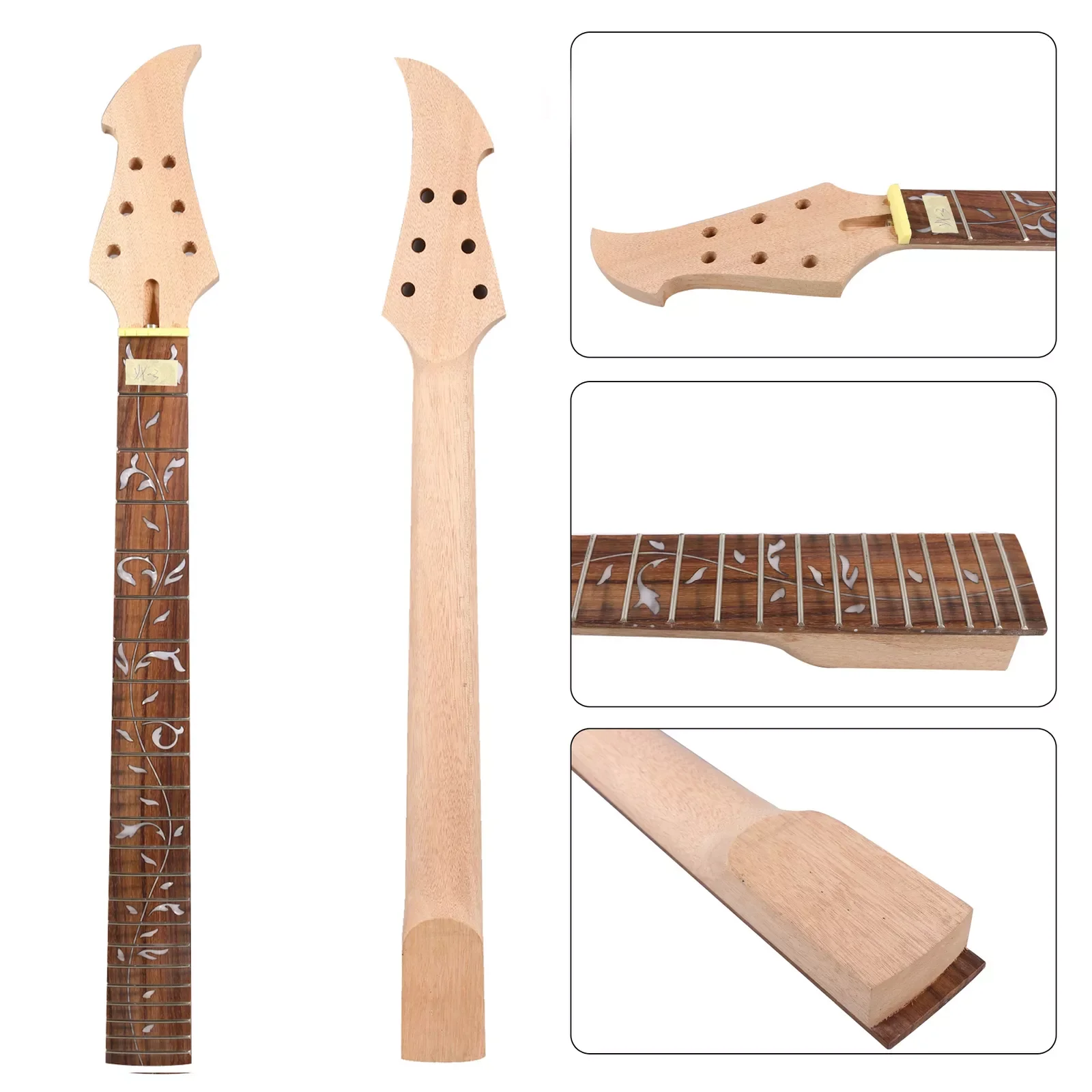 

New Guitar Neck 22 fret 25.5 inch Rosewood Fretboard bolt on heel Vine inlaid Unfinished Truss Rod Replacement #US