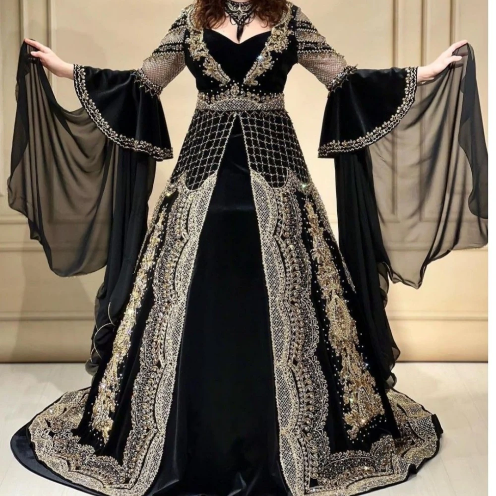 2025 Pakistan A-line Evening Dresses Luxury Party Kaftan Appliques Customized Vintage Beading Plus Size Gown Vestidos De Gala