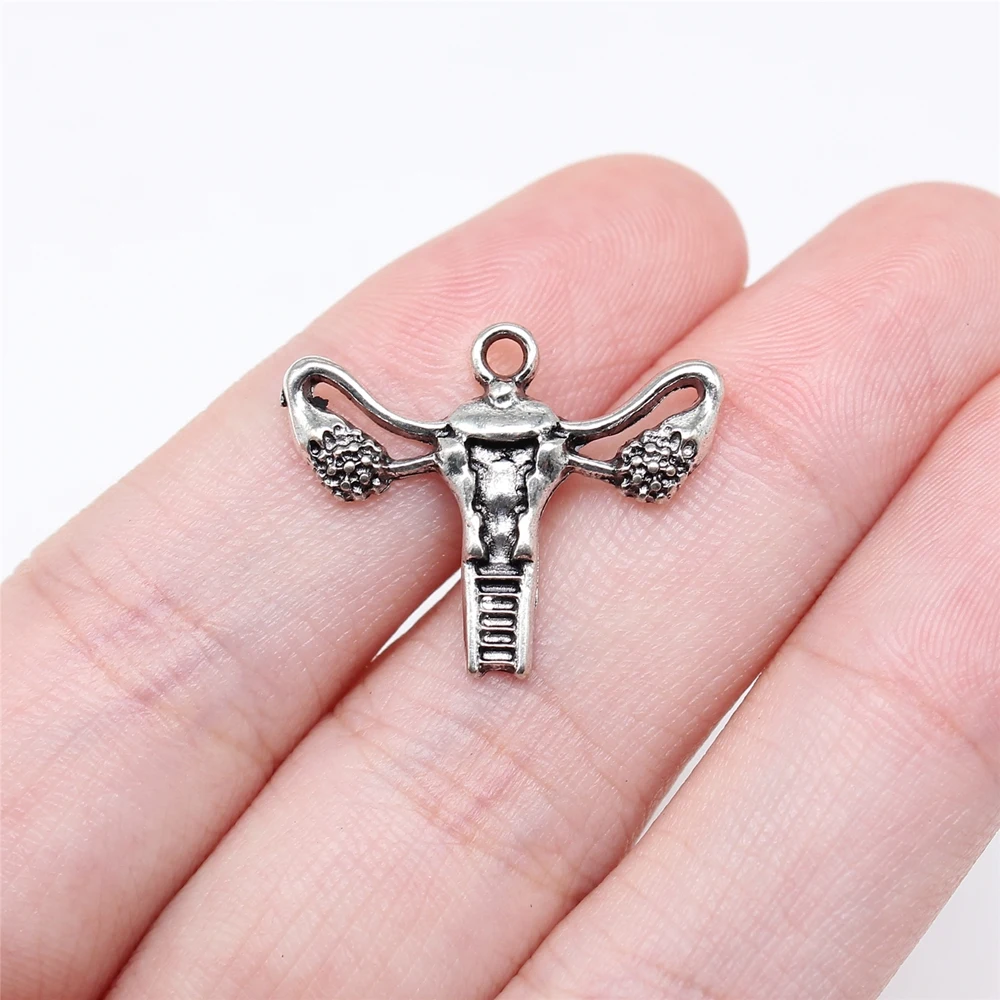 WYSIWYG 10pcs 18x23mm Antique Silver Color Uterine Charms For Jewelry Making