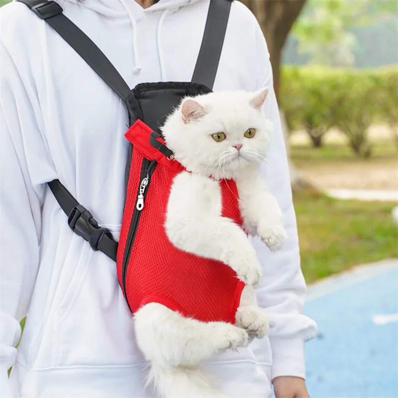 Double Shoulder Breathable Portable Travel Pet Dog Carrier Backpack Mesh Carrier Front Bag for Small Dog Cat Outdoor Accessories