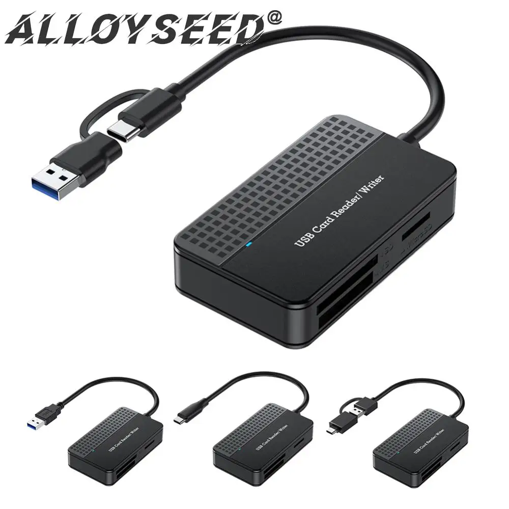 

USB 3.0 Type C USB Card Reader 4 in 1 USB Card Writer 5Gbps Memory Smart Card Reader 20cm Cable SD TF CF MS