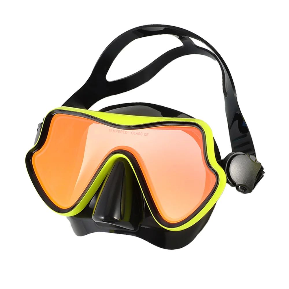 Snorkel Diving Mask Swimming Goggles Silicone Skirt Scuba Mask With Colorful Lens Tempered Glass Wide View For Adult Youth