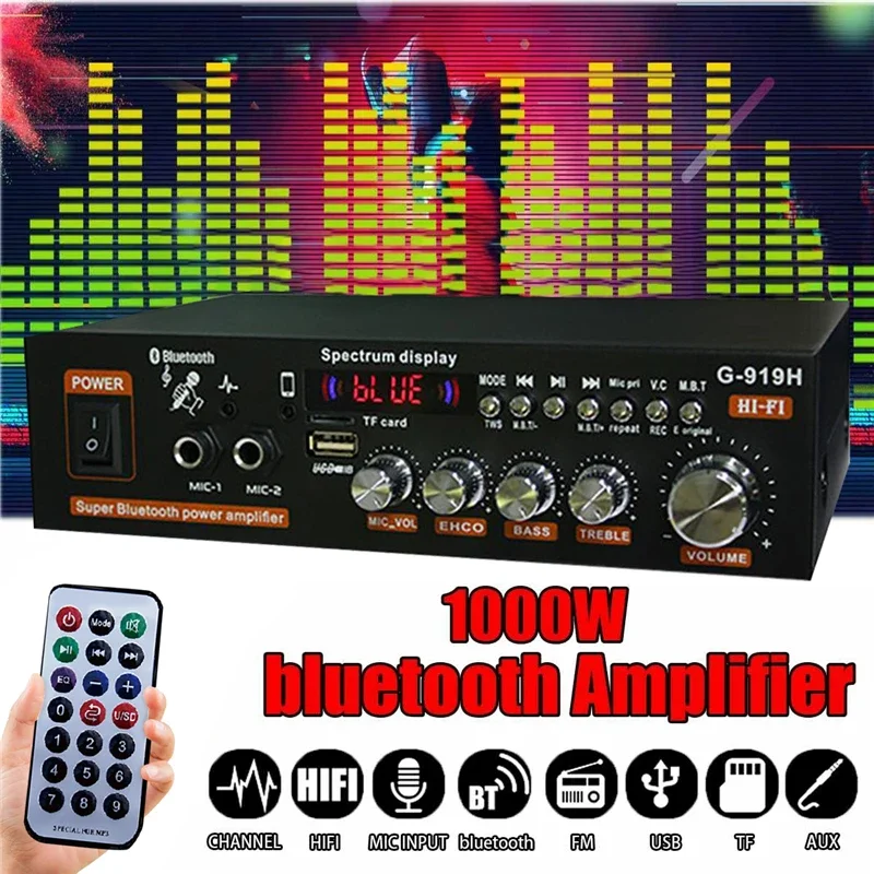 G30 G-919H 1000W Home Power Amplifiers Audio Bluetooth Amplificador Subwoofer Speakers Theater Audio Sound System 220V/110V FM