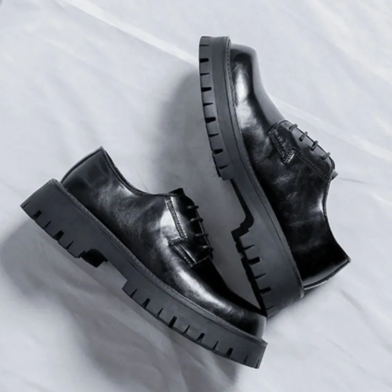 Sepatu Derby Baru Musim Gugur 2025 Sepatu Mewah Modis Sepatu Kulit Kerja Harian Kasual Sepatu Bot Hak Rendah Gaya Inggris Kepala Bulat