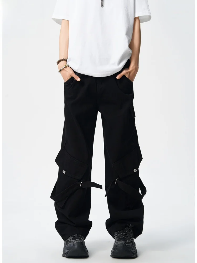 

Мужские хлопковые рабочие брюки Wassup Zmn с дизайном ремня Cool And Haome, повседневные брюки в американском стиле ретро Sle