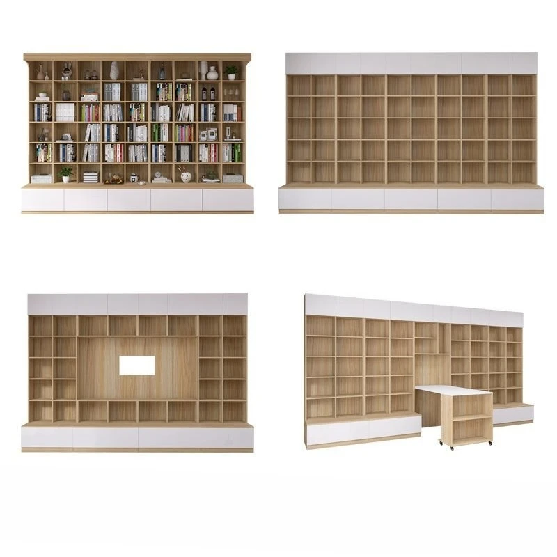 

The living room bookcase is integrated, the whole wall to the top bookshelf with bookcase storage