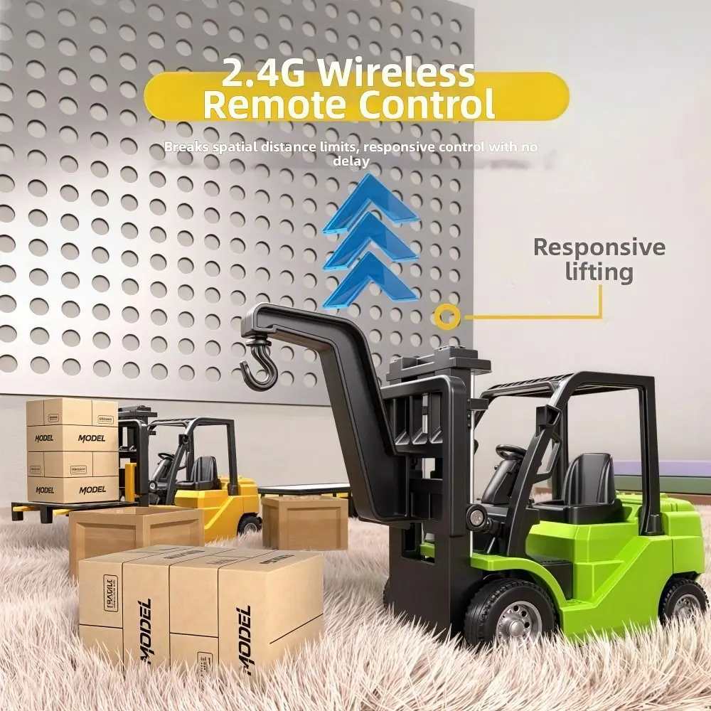 

Mini Alloy Remote Control Forklift Lift-lower-rotate Real Car Sound Remote Control Truck with All Accessories