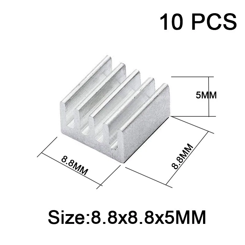 10pcs Aluminum Heatsink 14*14*10mm Electronic Chip Radiator Cooler 3M Thermal Double Sided Adhesive Tape