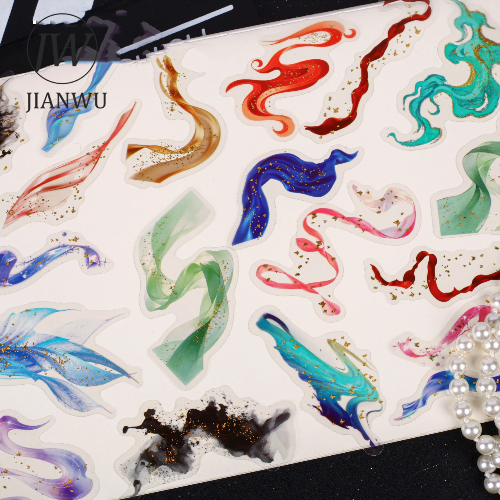 JIANWU Ethereal Series Vintage Colorful Smudge Landscape Material Collage Scrapbooking PET Sticker Creative Journal Stationery