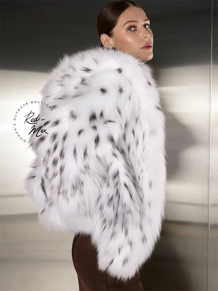 Tossy Leopard Printed Fur Feather Overcoat For Women Winter Loose Contrast Luxury Casual Streetwear Female Fur Feather Coat 2025