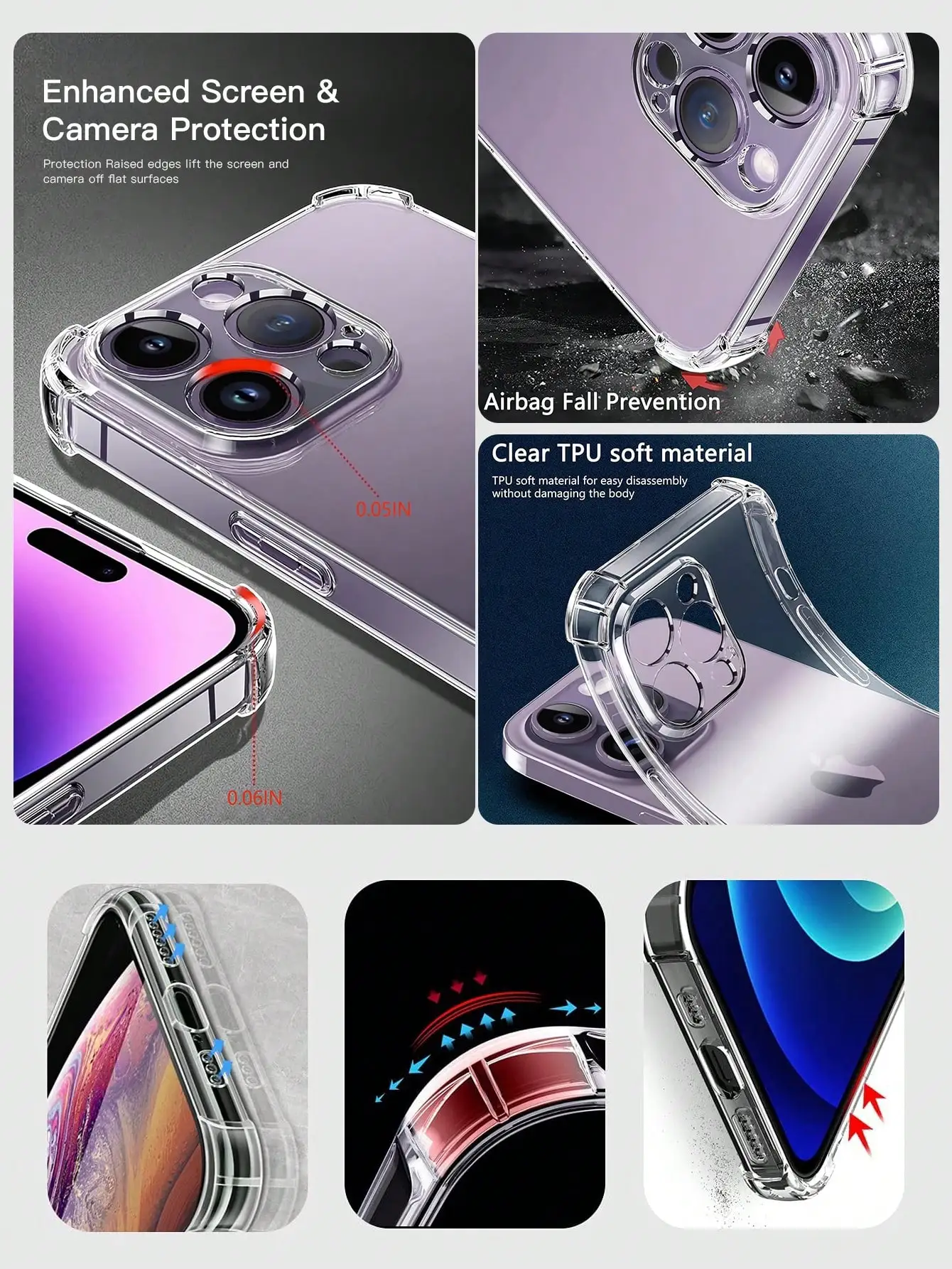 حافظة هاتف شفافة مضادة للصدمات لهاتف آيفون 17 Air 16 15 14 13 12 11 Pro Xs Max Mini 16e X XR 7 8 Plus غطاء مخصص للصور #4