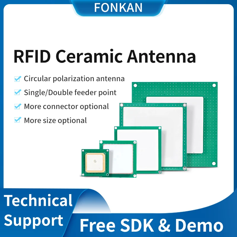 Fonkan UHF RFID Circular Ceramic Antenna use for Access Control UHF RFID Reader  Small Antenna with SMA MMCX IPEX connector