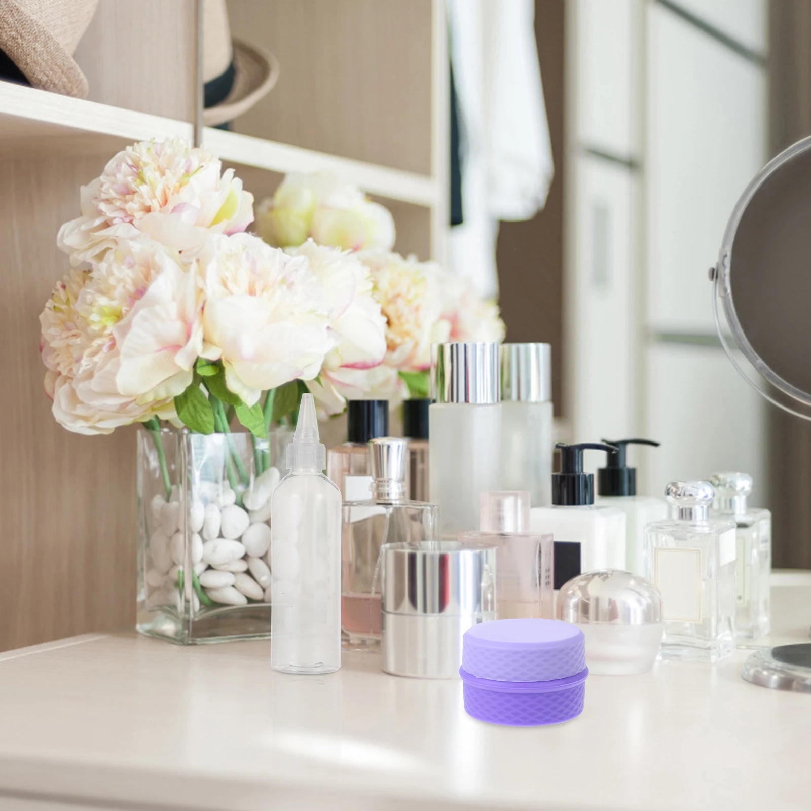 

1Set Silicone Cream Container Refillable Empty Storage Box Durable Travel Makeup Jar Portable Silicone Travel Bottles