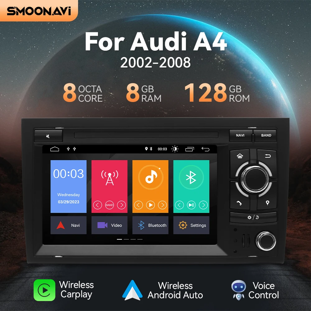 8G Android 12 Wireless Carplay Car Multimedia For Audi A4 B8 B6 B7 S4 B7 B6 RS4 B7 SEAT Exeo 7