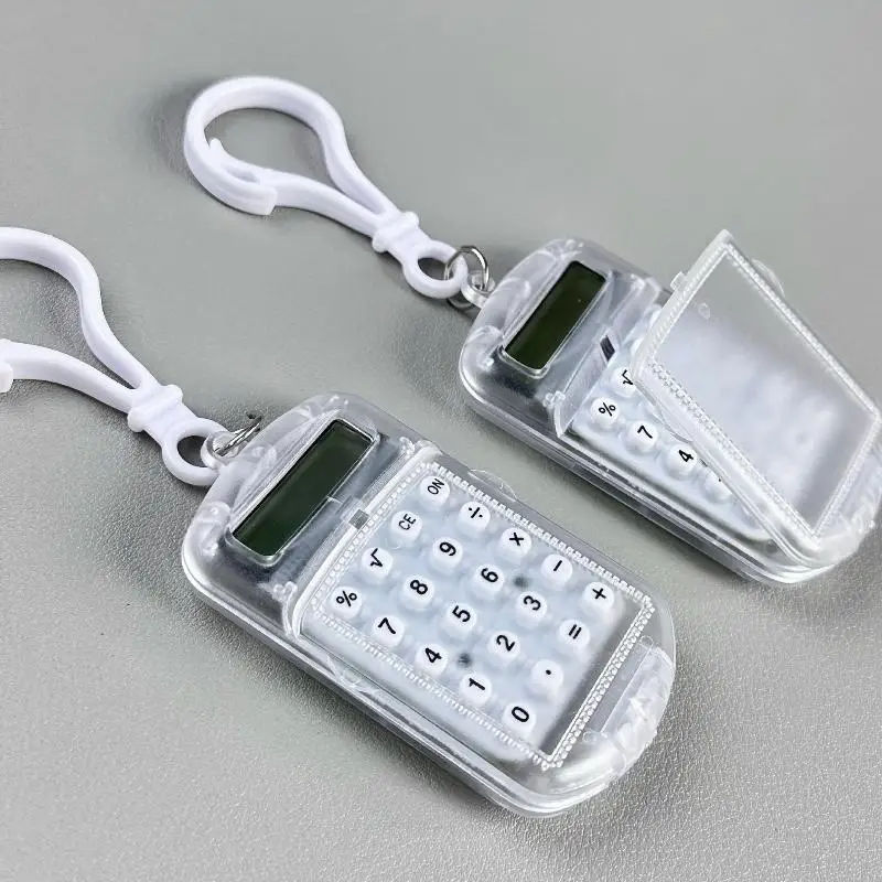Mini Transparent Flip Calculator Portable Lightweight Pocket Size for Business Staff Office Accounting Work 1PC