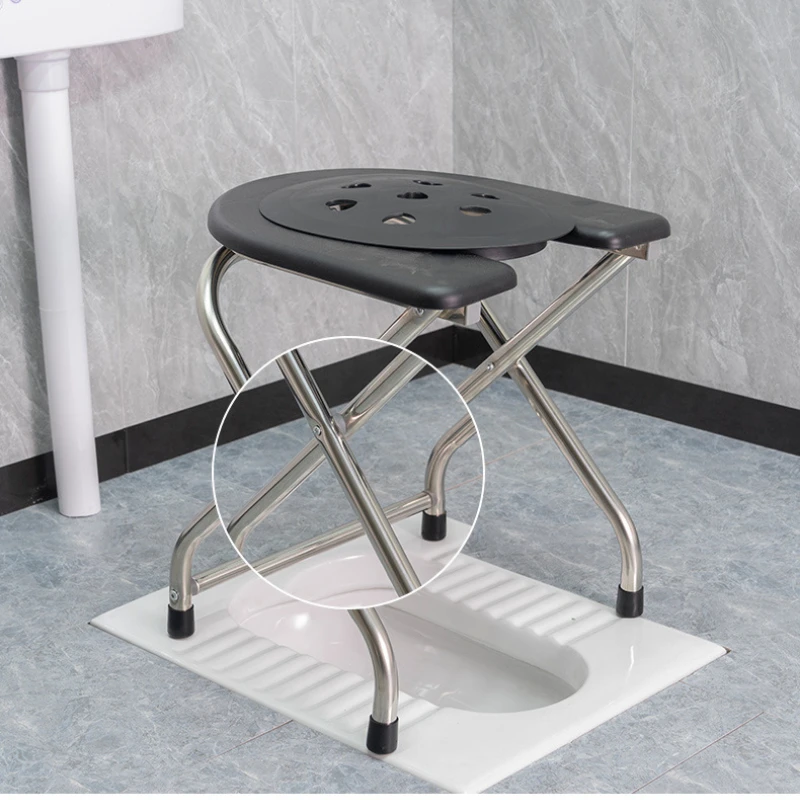 Stainless Steel Portable Toilet Chair  Foldable Mobility Seat  Durable Disabled Sitting Toilet Multi-Functional Bathroom Stool