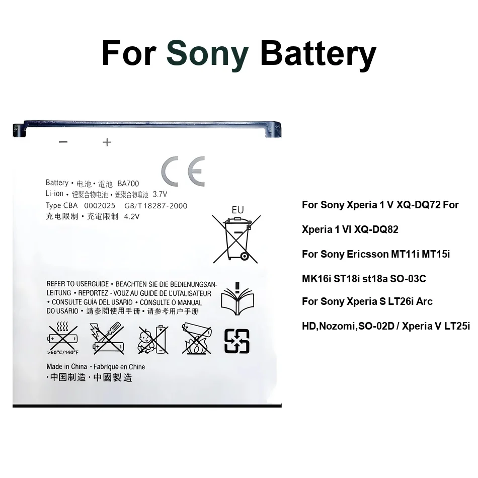 Аккумулятор для мобильного телефона BA800 BA700 SNYSHD4 1500-5000 мАч для Sony Ericsson Xperia Neo S 1 V LT25i Ray XQ-DQ72 Pro
